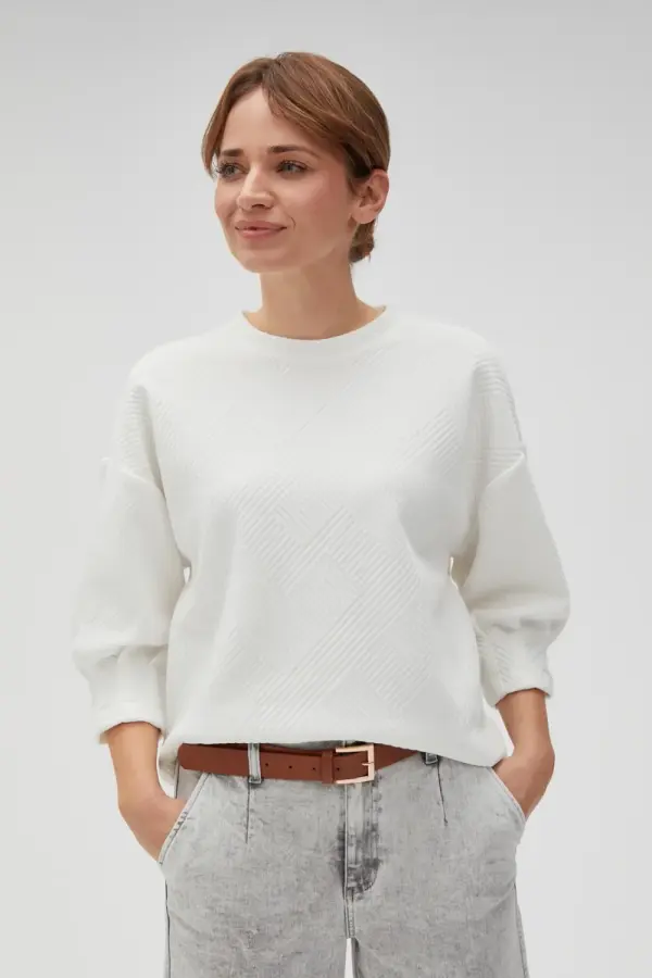 Marisse Marisse Women's Sweatshirt L-Bl-4614 Off White