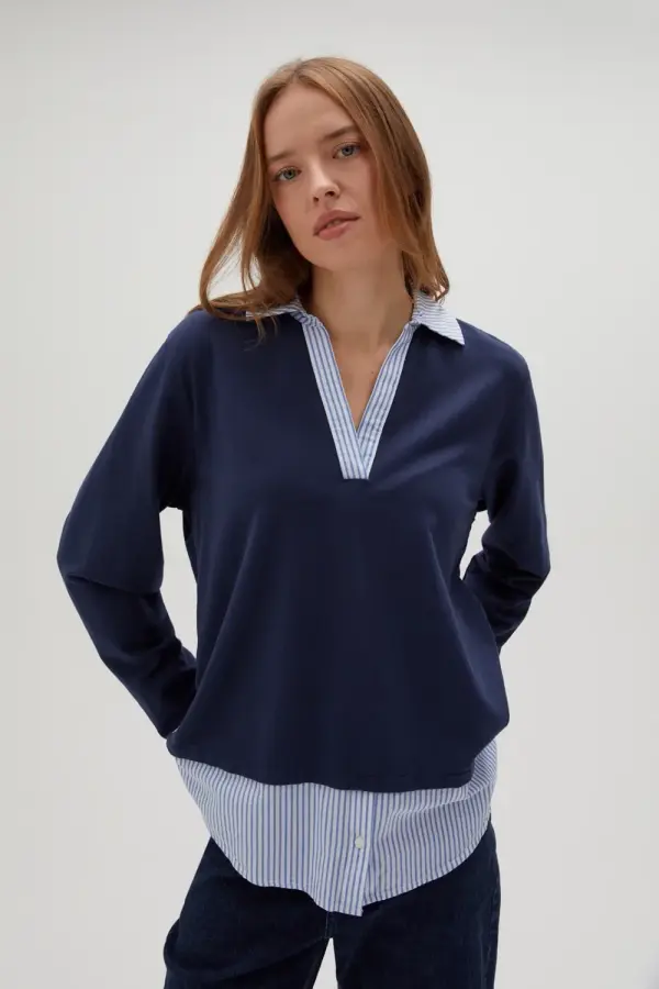 Marisse Marisse Women's Sweatshirt Z-Bl-4521 Navy