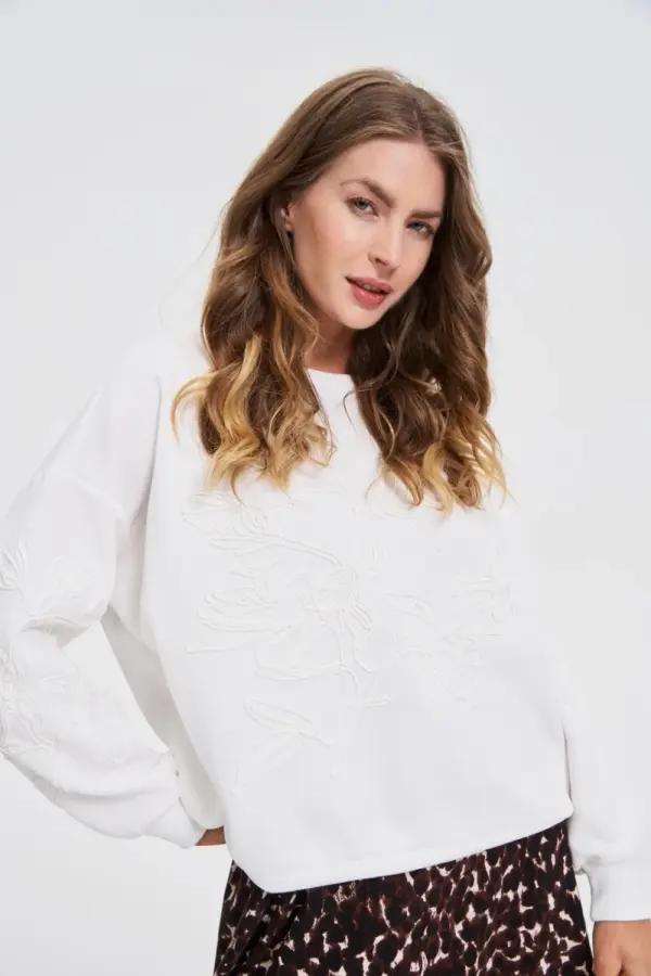Marisse Marisse WOMEN'S SWEATSHIRT Z-BL-4817 OFF WHITE