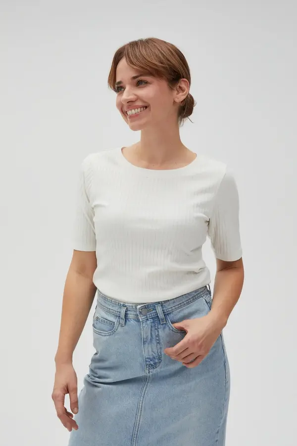 Marisse Marisse Women's T-Shirt L-Ts-4602 Off White