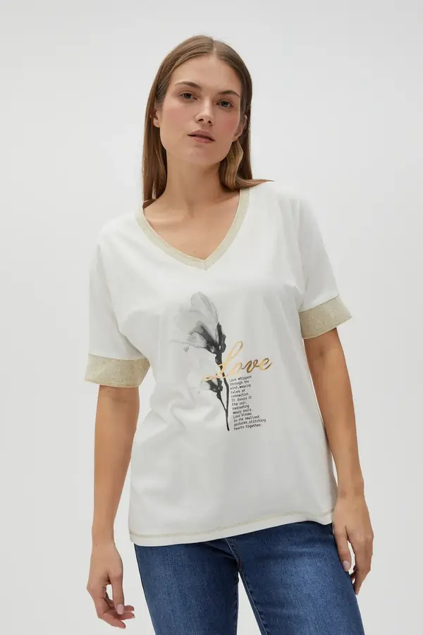 Marisse Marisse Women's T-Shirt L-Ts-4609 Off White