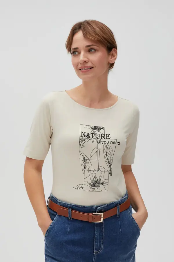 Marisse Marisse Women's T-Shirt L-Ts-4610 L.Beige