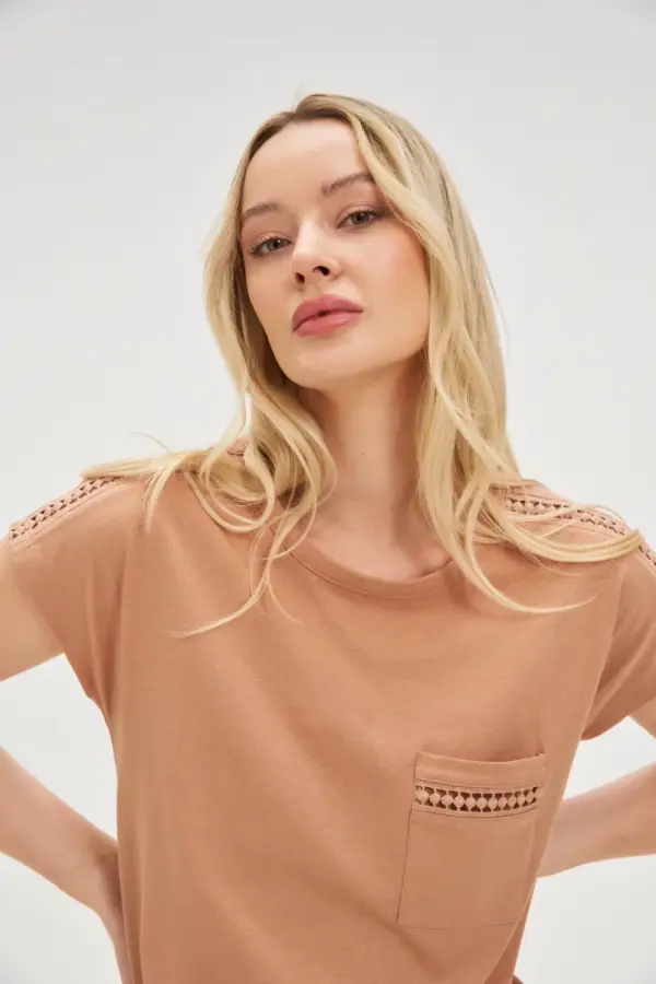 Marisse Marisse Women's T-Shirt L-Ts-4635 L.Brown