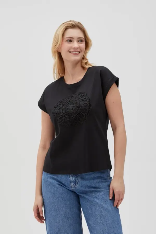 Marisse Marisse Women's T-Shirt L-Ts-4644 Black