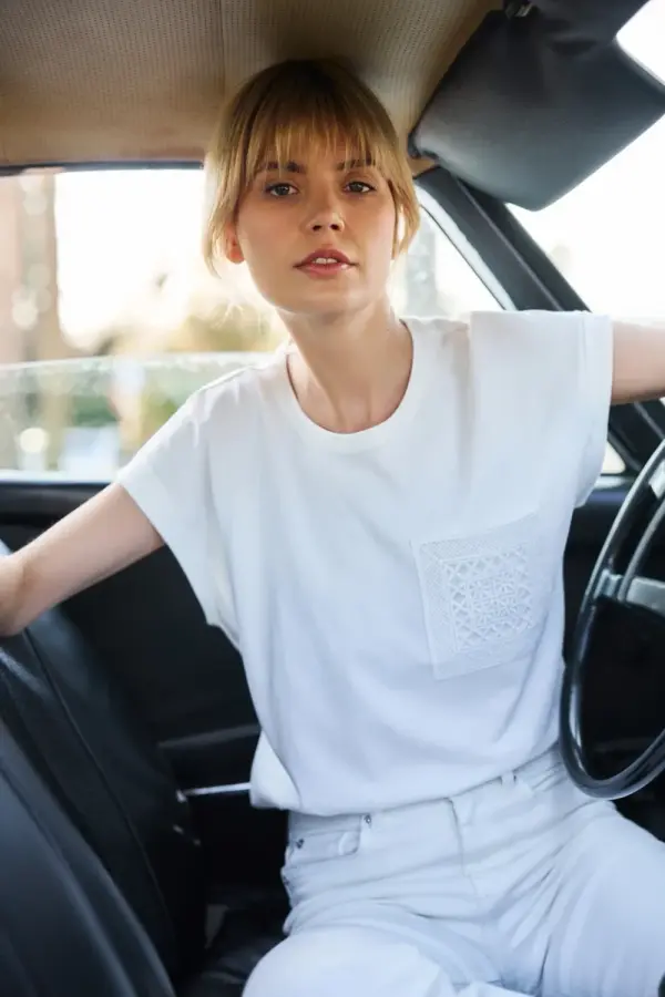 Marisse Marisse Women's T-Shirt L-Ts-4673 Off White