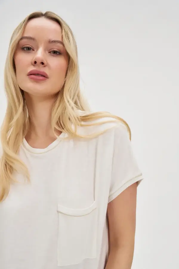 Marisse Marisse Women's T-Shirt L-Ts-4693 Off White