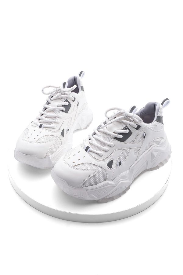 Marjin Marjin Women's High-Sole Sneakers Lace-Up Sneakers Virez White.