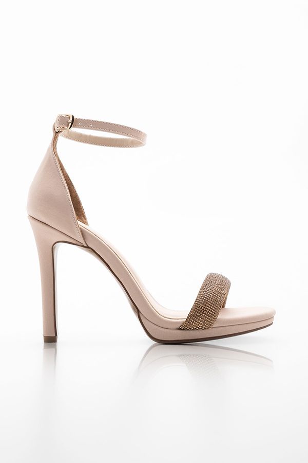 Marjin Marjin Women's Stony Platform Heel Evening Dress Shoes with Ankle Strap Thick Heel Zeper Beige.