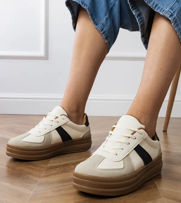 marka niezdefiniowana marka niezdefiniowana Beige women's platform sneakers Serila