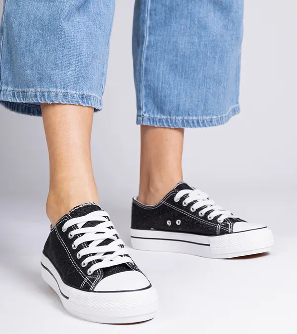 D/CEO marka niezdefiniowana Black women's glitter sneakers Versina