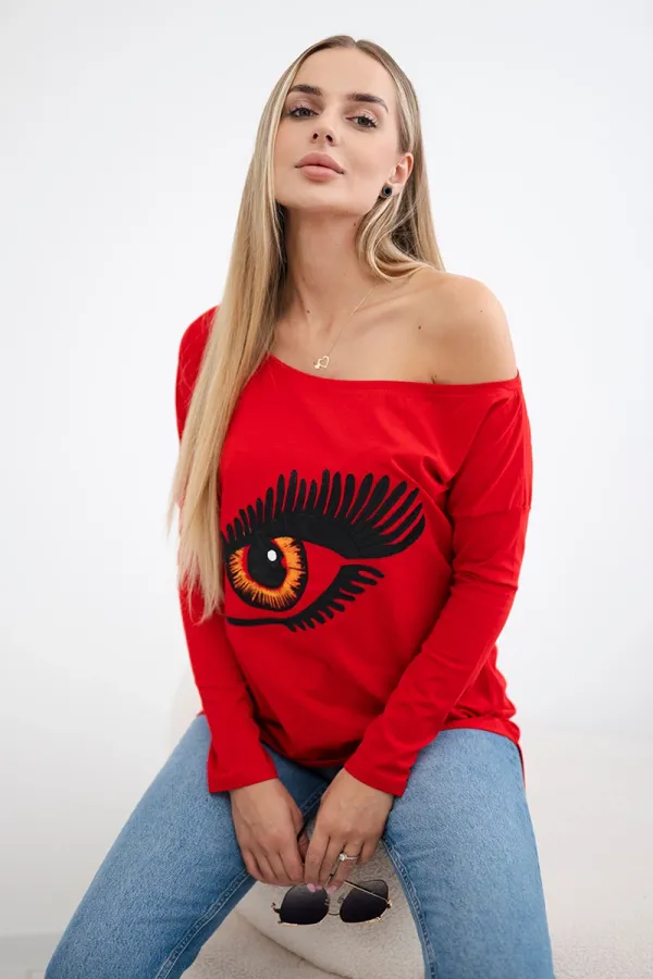 Kesi marka niezdefiniowana Blouse with a print and longer back red