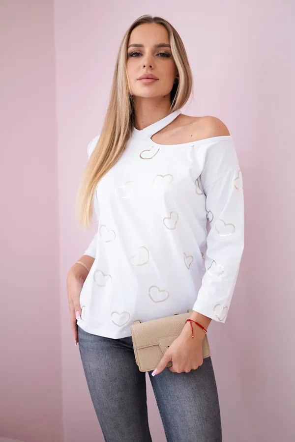 marka niezdefiniowana marka niezdefiniowana Blouse with a print of hearts white