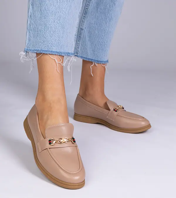 D/CEO marka niezdefiniowana Brown loafers with gold decoration Feola