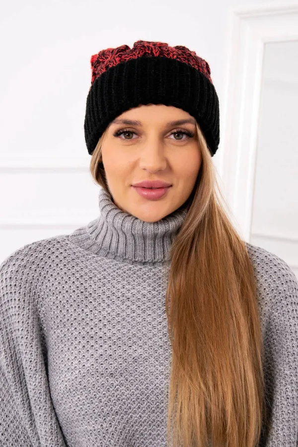 Kesi marka niezdefiniowana Cap with a pompom Abigail K326 black+raspberry