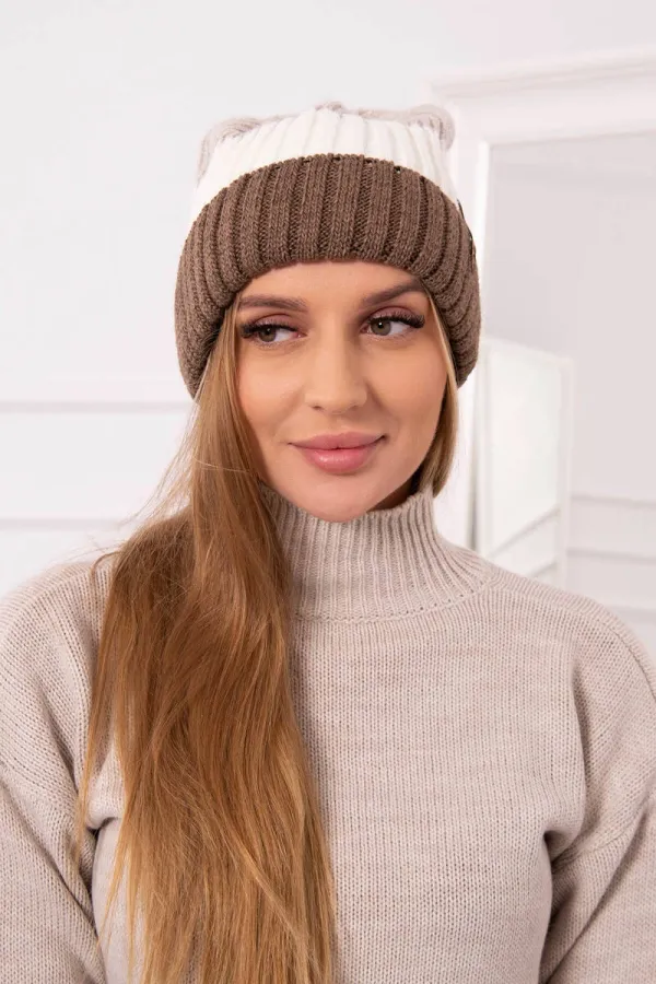 marka niezdefiniowana marka niezdefiniowana Cap with fleece Bojana K265 dark beige+white+light beige