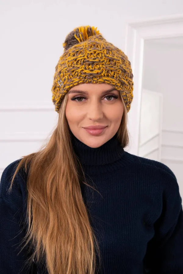 Kesi marka niezdefiniowana Cap with fleece Fiona K275 mustard + cappuccino