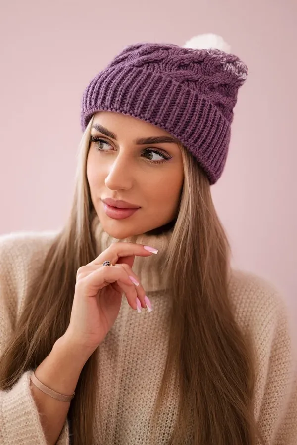 Kesi marka niezdefiniowana Cap with fleece Ilona K218 purple+white