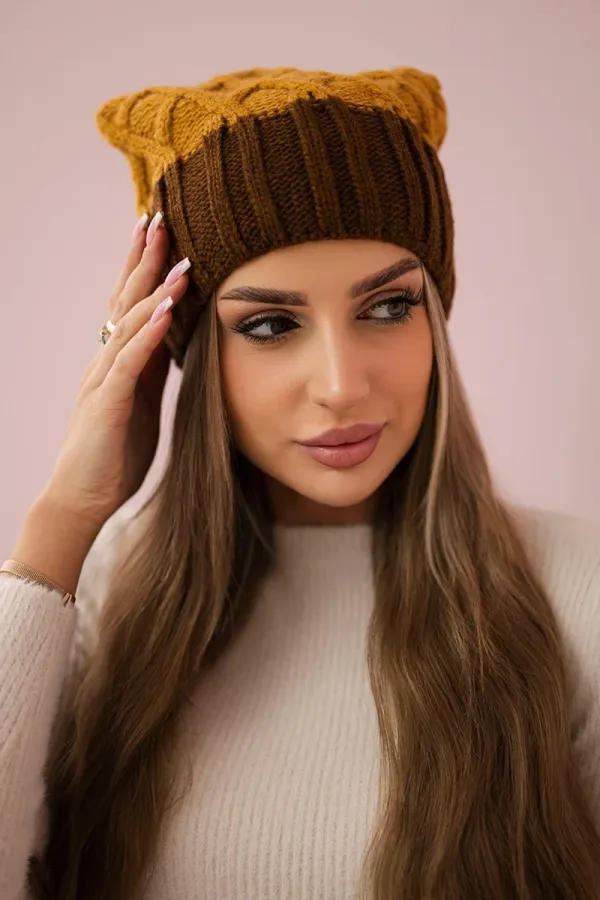 Kesi marka niezdefiniowana Cap with fleece Milano K203 mustard melange+brown