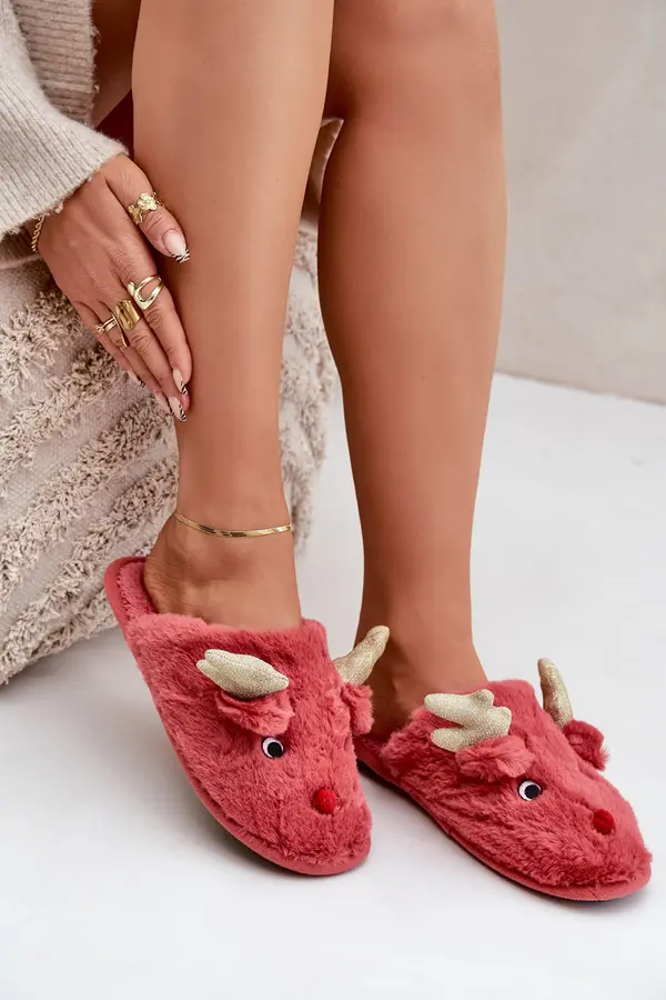 Boto marka niezdefiniowana Christmas Slippers With Reindeer Motif Coral Asielle