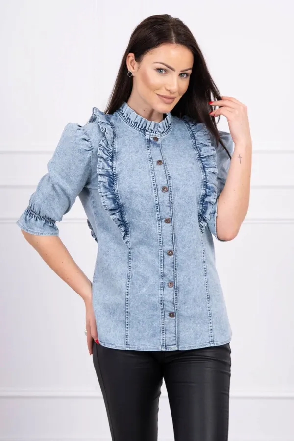 Kesi marka niezdefiniowana Denim blouse with jabot