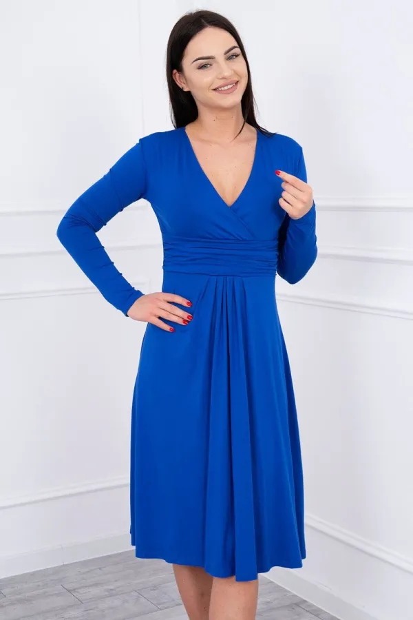 Kesi marka niezdefiniowana Dress cut under the bust, long sleeve Blue cornflower