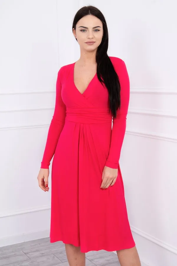 marka niezdefiniowana marka niezdefiniowana Dress cut under the bust, long sleeve fuchsia