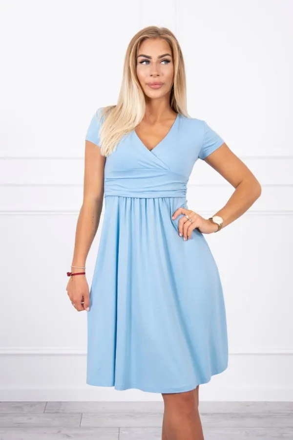 Kesi marka niezdefiniowana Dress cut under the bust, long sleeve, short sleeve blue