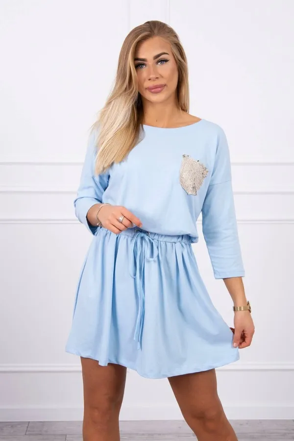 Kesi marka niezdefiniowana Dress with sequin pocket azure