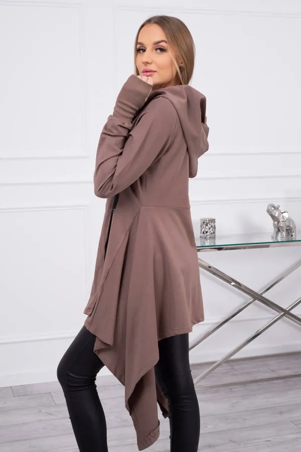 Kesi marka niezdefiniowana Hooded sweatshirt with side zip mocca