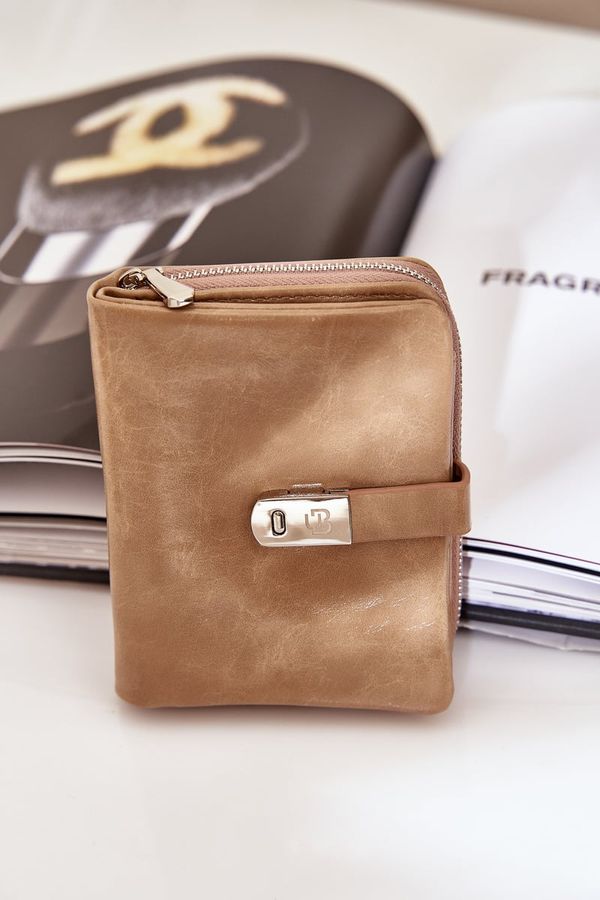 marka niezdefiniowana marka niezdefiniowana Lacquered Women's Wallet Purse Dark Beige Yathika