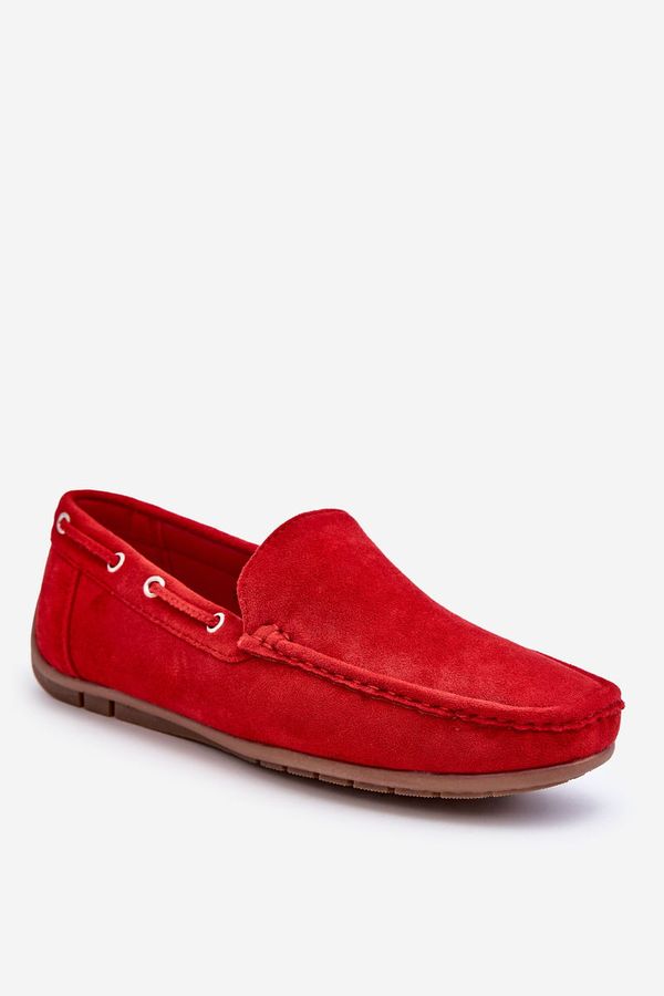 marka niezdefiniowana marka niezdefiniowana Men's Suede Slip-On Moccasins Red Rayan