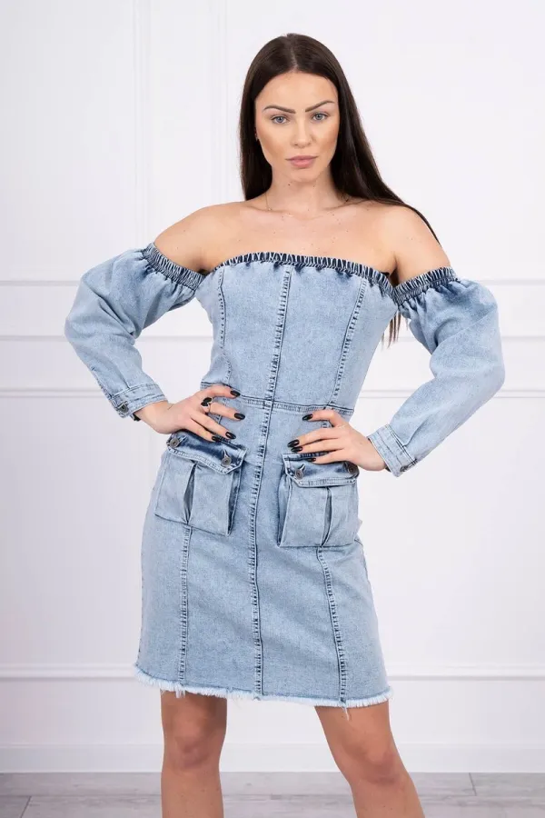 Kesi marka niezdefiniowana Off-the-shoulder stretch denim dress S/M-L/XL