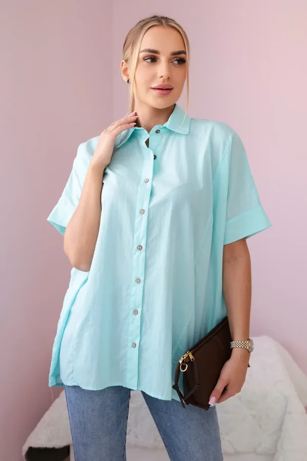 Kesi marka niezdefiniowana Short-sleeved cotton shirt mint