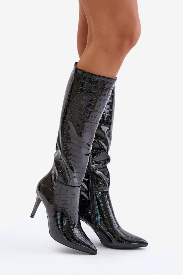 Boto marka niezdefiniowana Stiletto Boots With Embossing Black Reanwenna