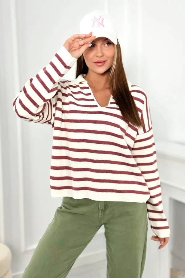 marka niezdefiniowana marka niezdefiniowana Striped sweater dark pink