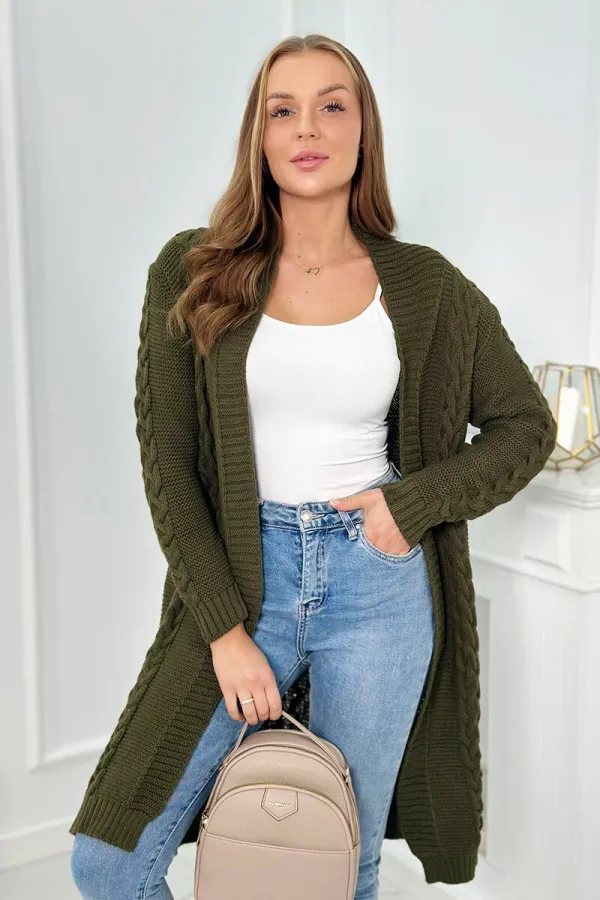 Kesi marka niezdefiniowana Sweater Cardigan weave the braid khaki