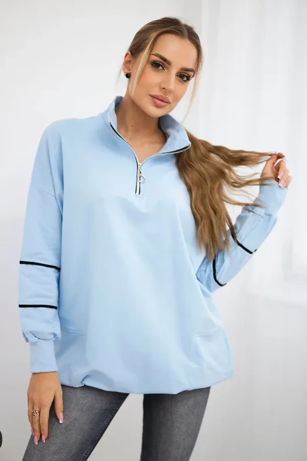 Kesi marka niezdefiniowana Sweatshirt with zipper and pockets azure