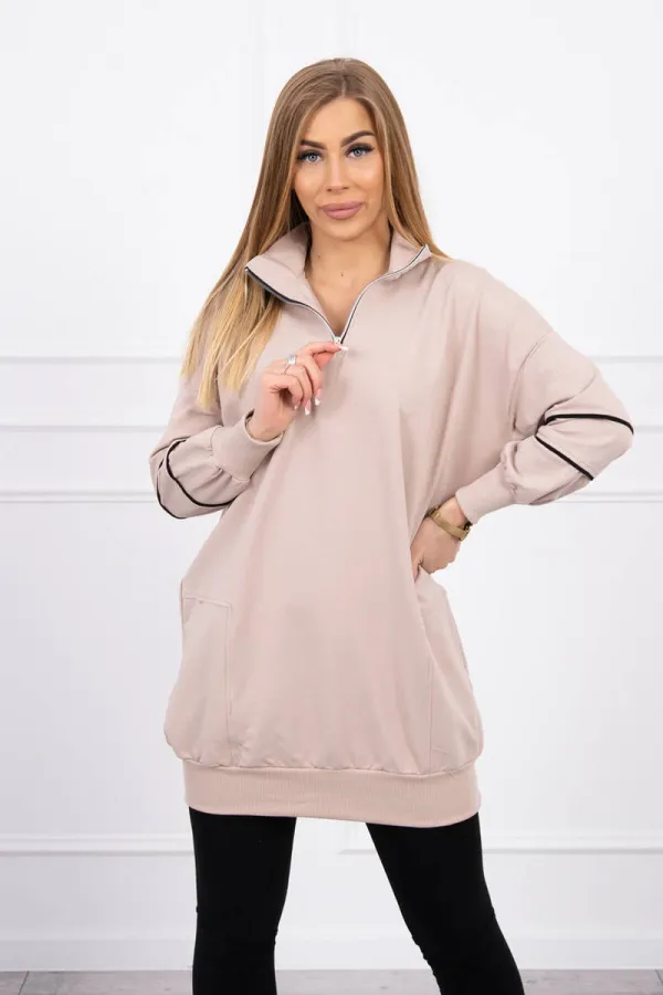 Kesi marka niezdefiniowana Sweatshirt with zipper and pockets beige