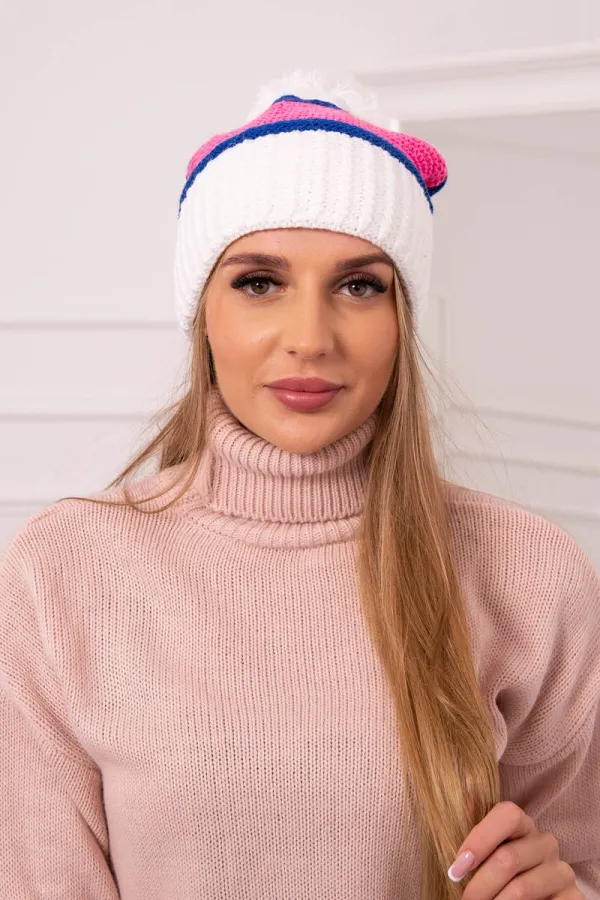 marka niezdefiniowana marka niezdefiniowana Women's cap Kinga K297 white + red + light pink