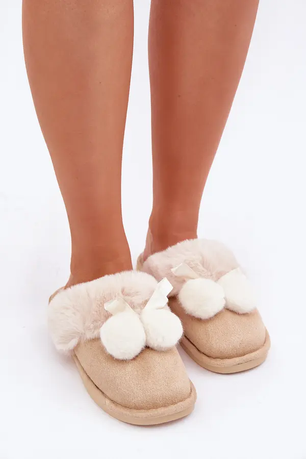 Boto marka niezdefiniowana Women's Slippers With Fur Beige Nartani