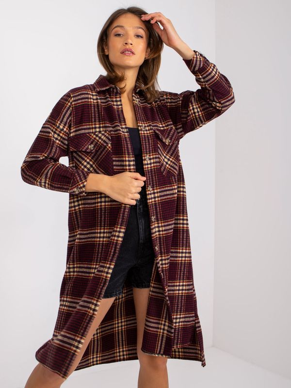 Fashionhunters Maroon yellow oversized long shirt Monika