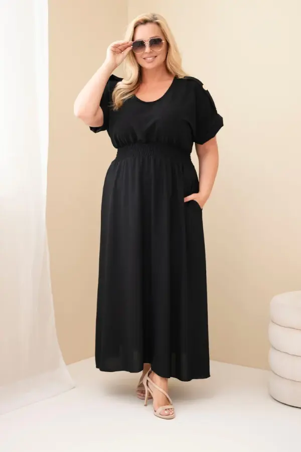 Kesi Włoski Maxi obleka Kesi Plus Size z volančki v pasu
