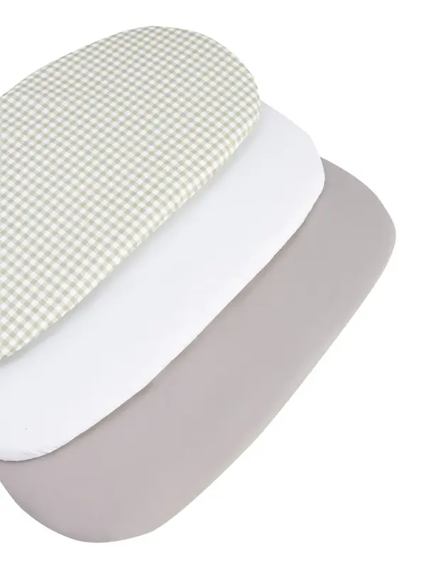 Medi Partners Medi Partners 3 – Pak – Fitted sheet for stroller – cotton – Check – White – Gray