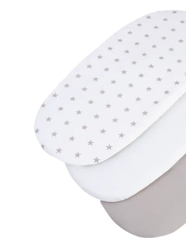 Medi Partners Medi Partners 3 – Pak – Fitted sheet for stroller – cotton – Gray stars on white – White – Gray