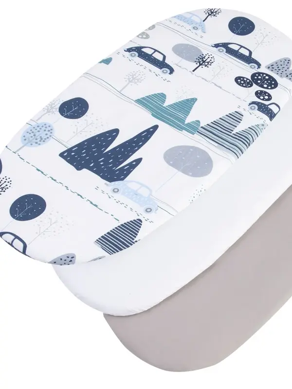 Medi Partners Medi Partners 3 – Pak – Fitted sheet for stroller – cotton – Retro Cars – White – Gray