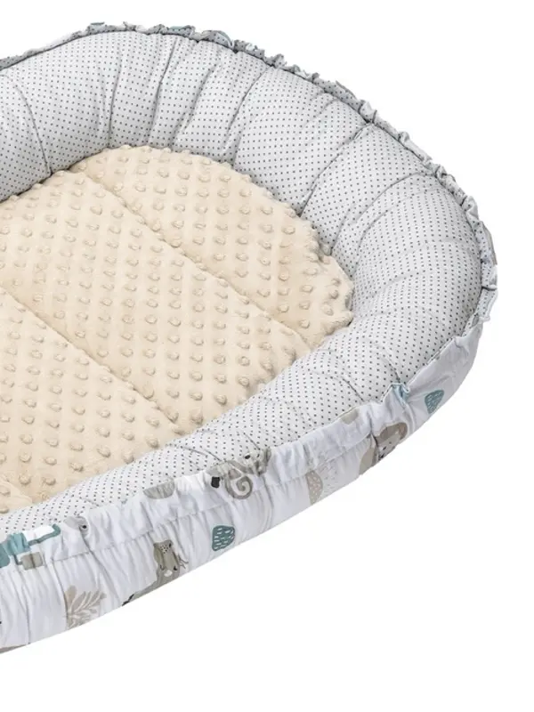 Medi Partners Medi Partners Baby cocoon/nest – Mint Zoo + beige Minky