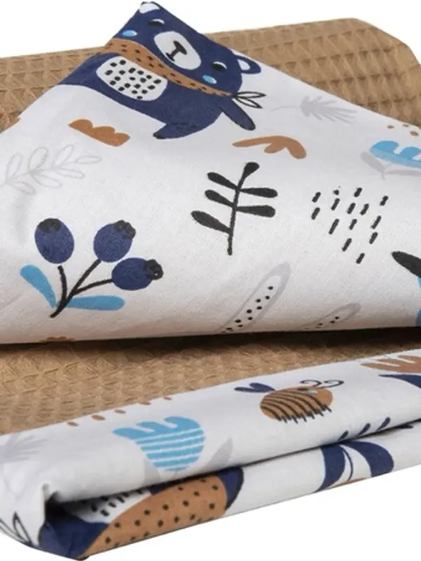 Medi Partners Medi Partners Blanket 75x100 cotton + cotton Waffle – Boho + brown waffle