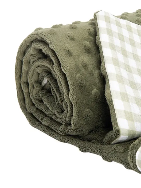 Medi Partners Medi Partners Blanket 75x100 cotton + minky – Checkered + green Minky