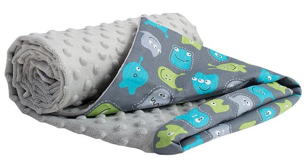 Medi Partners Medi Partners Blanket 75x100 cotton + minky – Creatures + gray minky