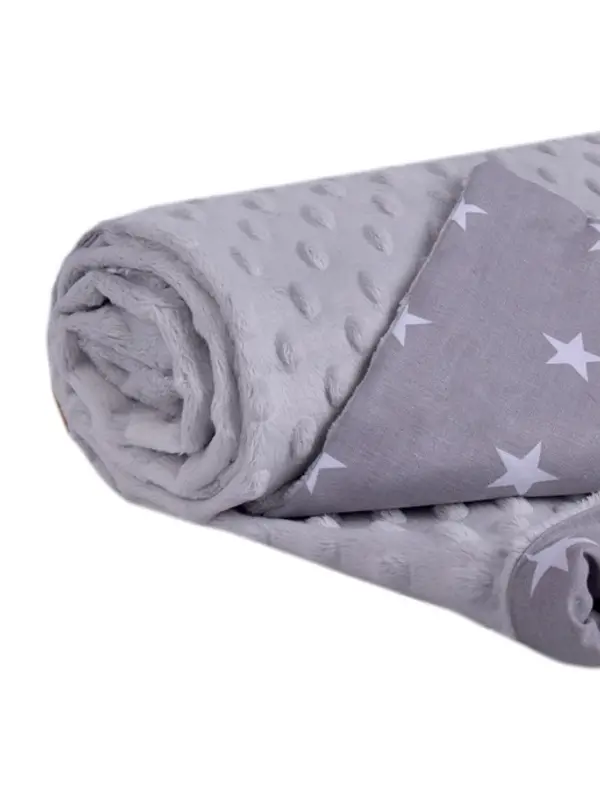 Medi Partners Medi Partners Blanket 75x100 cotton + minky – White stars on gray + gray minky